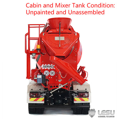 LESU 6x6 Metal 1/14 RC Mixer Truck for Remote Controlled Unpainted Agitating Lorry Concrete Car Model Motor Servo Sound Lights