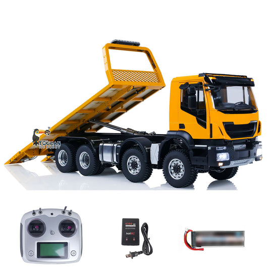 1/14 8X8 RC Hydraulic Wrecker Truck 2Speed Remote Control Road Rescue Vehicle CNC Axle Differential Locks Light System Battery