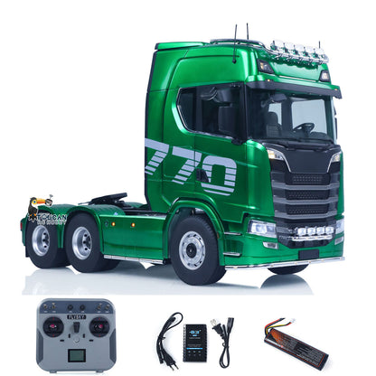 In Stock KABOLITE Metal 1/14 770S 100 RC Tractor Truck 6x6 Remote Control Lorry RTR Car Model 2Speed Gearbox Differential Lock Battery Radio System Light Sound