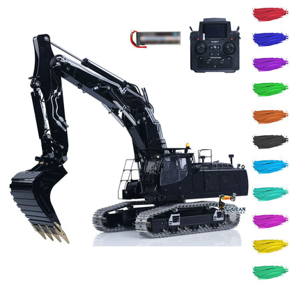 LESU LR956 1/14 Metal RC Excavator B0040 3-arm Hydraulic Digger Brushless Motor Lighting System Dual-Pump Electronic Display Screen for Hobbyists