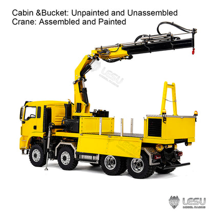 LESU 1/14 Metal Hydraulic 8x8 RC Roll On Off Dumper with Crane 2 Speed Transmission 9 Ways Brass Valves Sound Light System