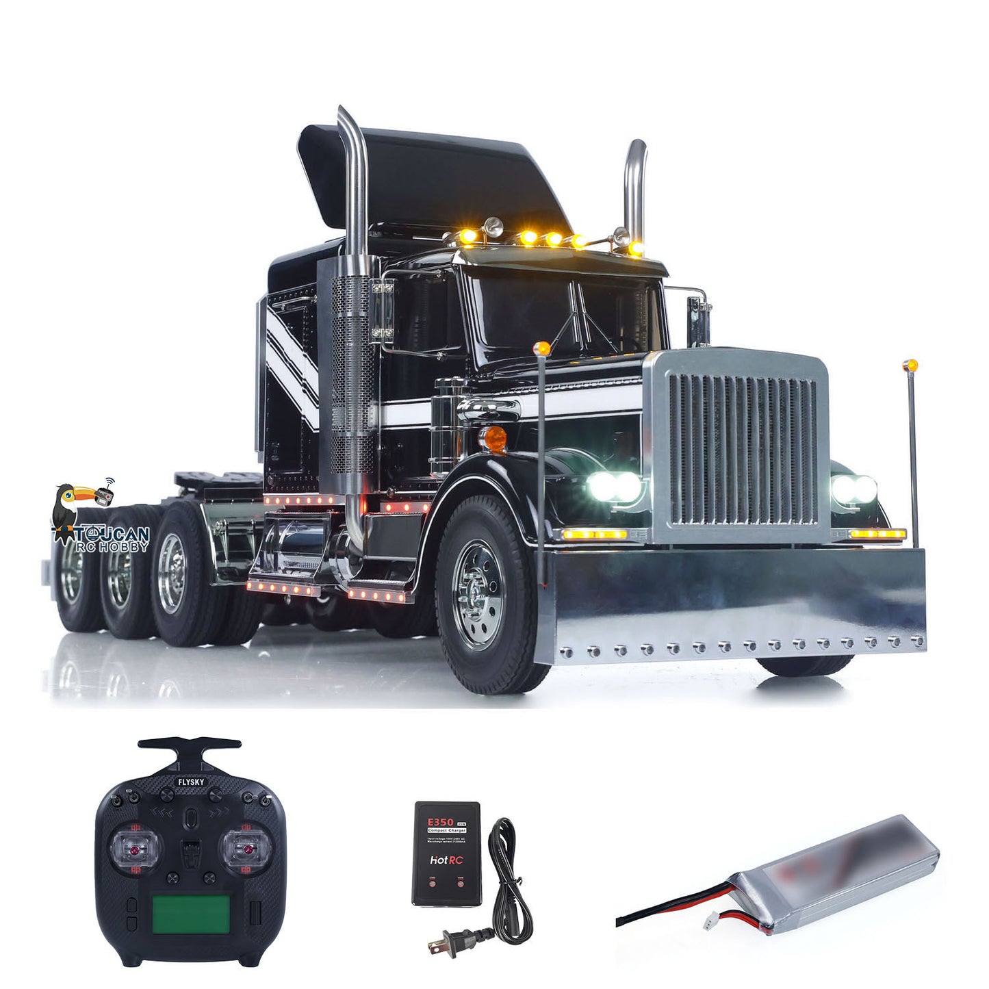 TOUCAN 8X4 King Hauler 1/14 RC Tractor Truck Model 3Speed Remote Control Lorry Car Chassis Suspension Flysky ST8 Radio Battery