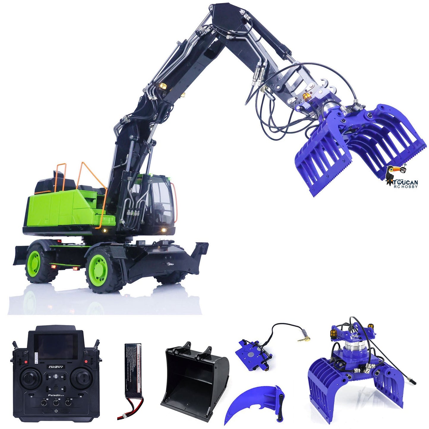 TOUCAN RC HOBBY MTModel EC380 Metal 1/14 RC Hydraulic Excavator 8-way Reversing Valve Grab FlySky PL18EV Radio Controller Sound Lights for Engineering Vehicle Enthusiasts