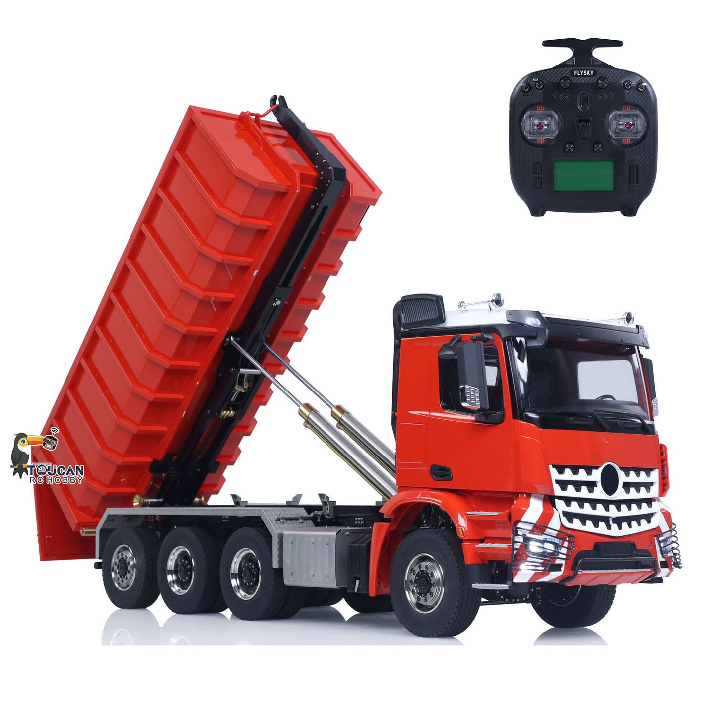 Metal 1/14 RC Hydraulic Dumper 8x8 Roll Off Dump Truck 3363 Emulated Vehicle Model Rear Axle Steering 3-speed I6S Remote Control