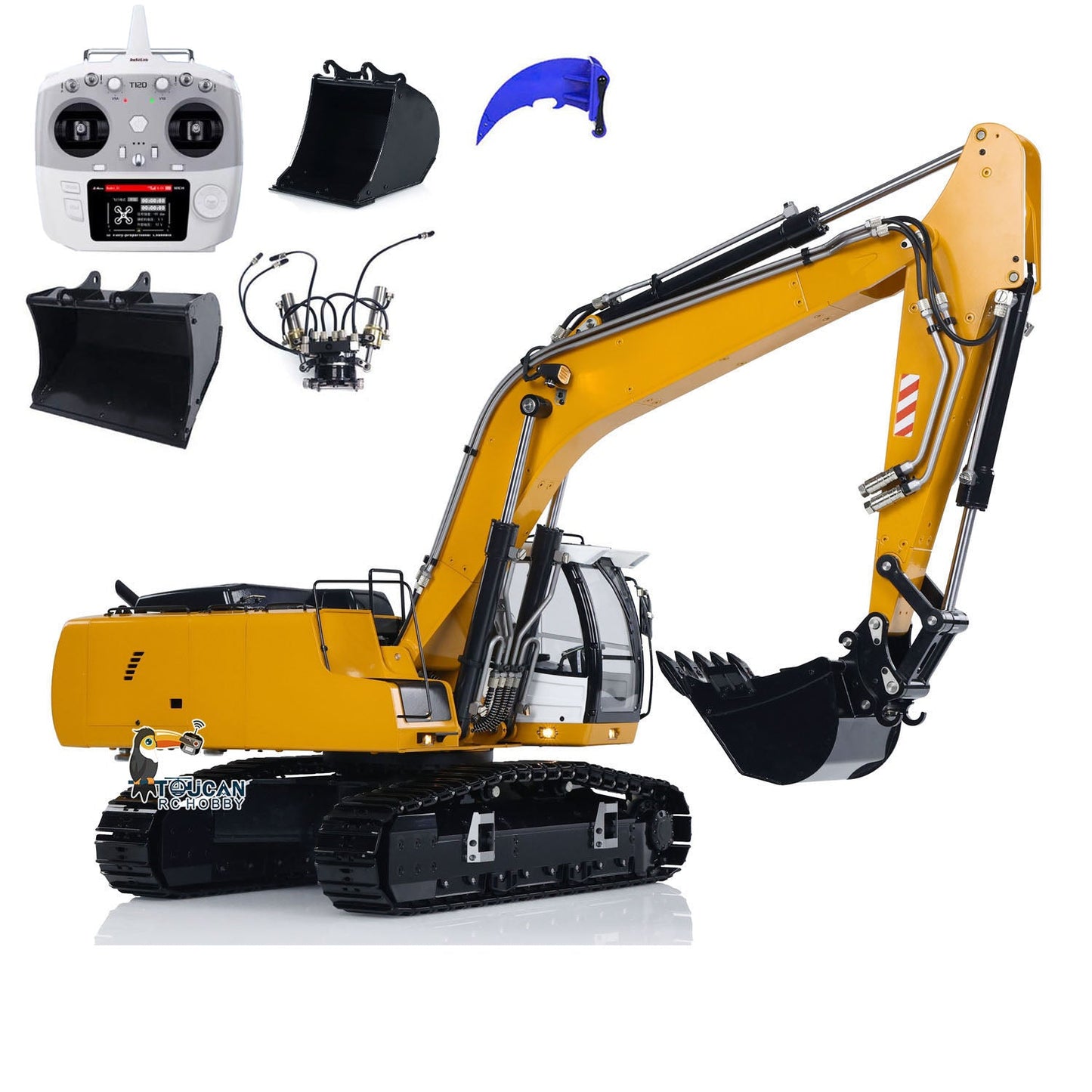 TOUCAN RC HOBBY MTModel 946 Metal 1/14 RC Hydraulic Excavator Tiltable Bucket Ripper LCD Display for Adult Outdoor
