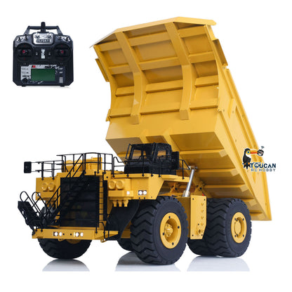 1/20 Metal RC Hydraulic Mine Truck 793D Assembled Dumper Servo Motor I6X Radio Lights Warning Sound System Car Model