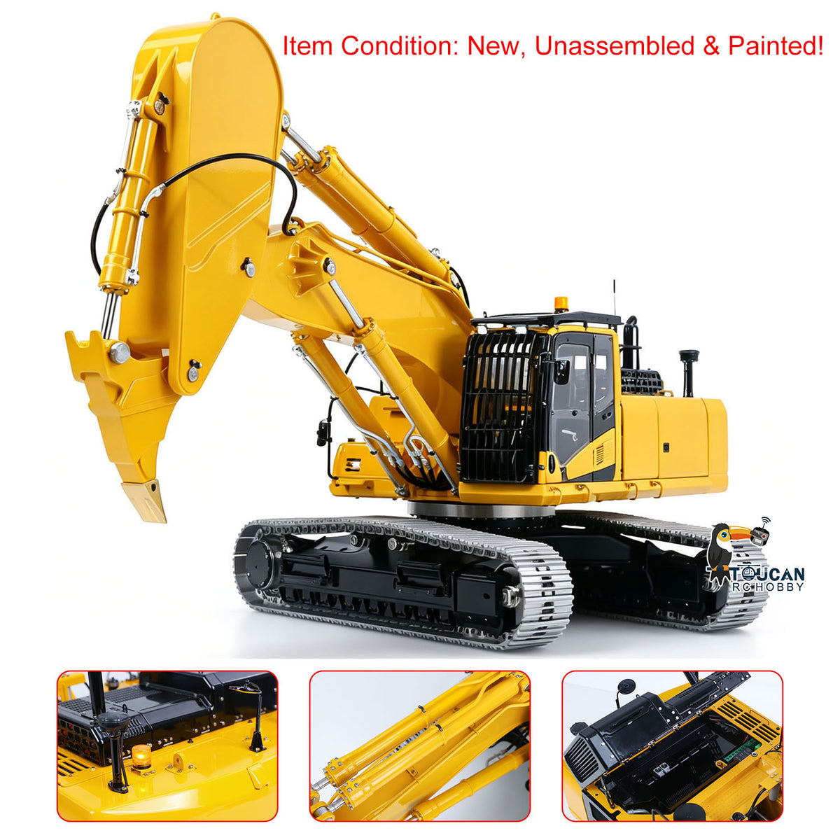 TOUCAN RC HOBBY LESU PC500 1/14 Metal Hydraulic RC Crawler Excavator B0020 Remote Control Rock Arm Digger KIT Model with Brushless Motor ESC Light 3CH Valve