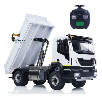 4*4 Metal 1/14 RC Hydraulic Dumper Truck Snow Blade Remote Control Tipper Cars Sound Light LED Assembled and Painted ESC Servo