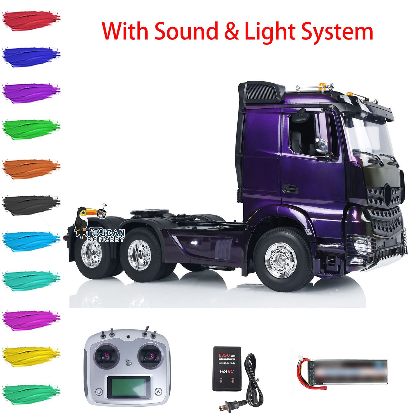 1/14 Remote Control Tractor Truck 6x4 RTR RC Lorry Car 3-speed Gearbox Sounds Lights