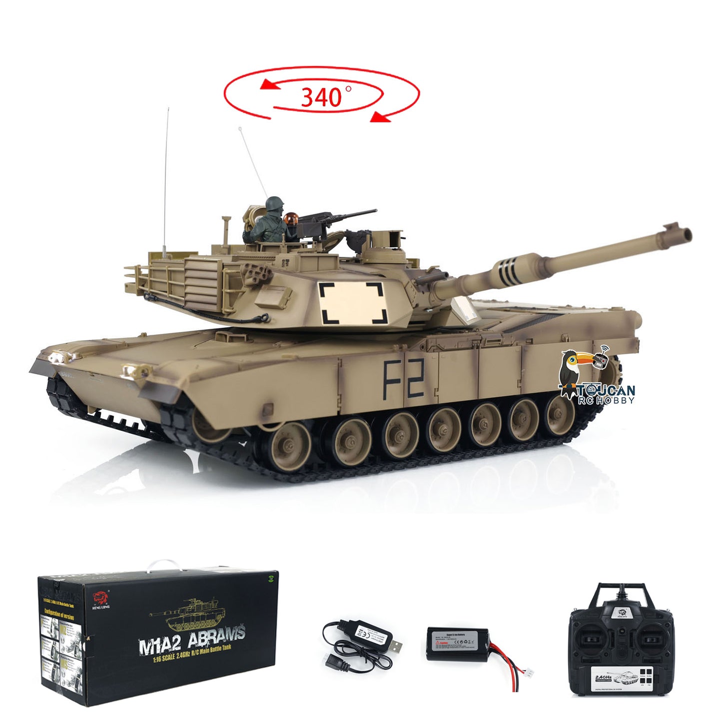 Free Shipping CN Stock Second-hand 2.4Ghz Henglong 1/16 Scale 7.0 Plastic Ver M1A2 Abrams RTR RC Tank 3918 Model