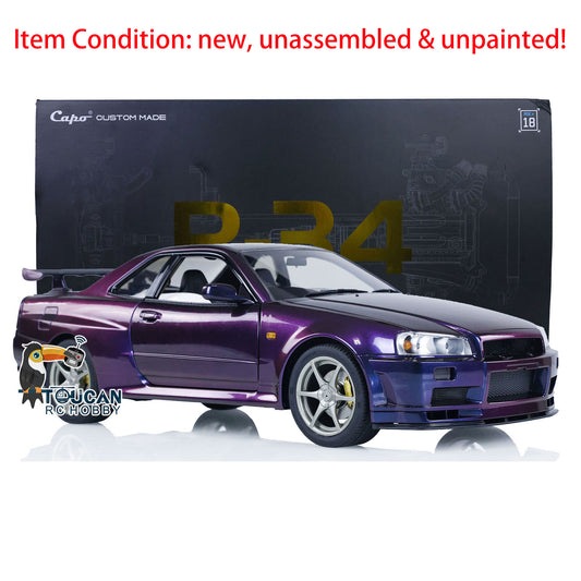 In Stock Capo 1/8 Unassembled MetallicRC Racing Car for R34 Remote Control Drift Vehicles Hobby Model KIT DIY Parts Collection Electric Toy