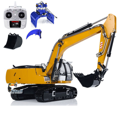 Remote Controlled Excavator 1/14 Scale 946 9CH Tracked Digger Two-Section Arm Metal Grab Bucket Ripper Light Motor ESC Cylinders