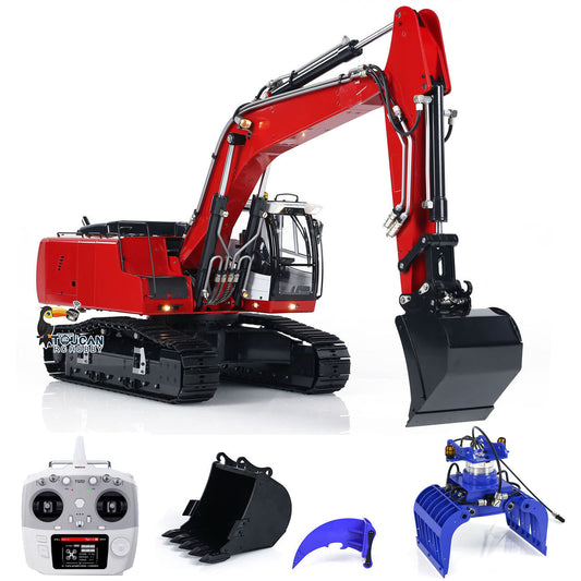MTMODEL Metal Remote Control Tracked Digging Vehicle 1/14 2 Arms 946 RC Hydraulic Excavator Ripper Tiltable Bucket Grab Model