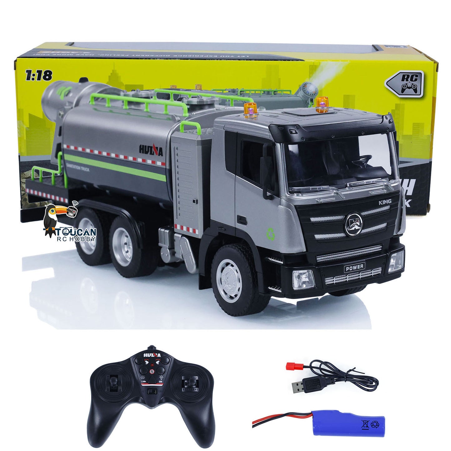 1/18 HUINA 1316 RC Spray Fog Cannon Remote Control Truck 9CH Eletric Car Hobby Model for Children Adults