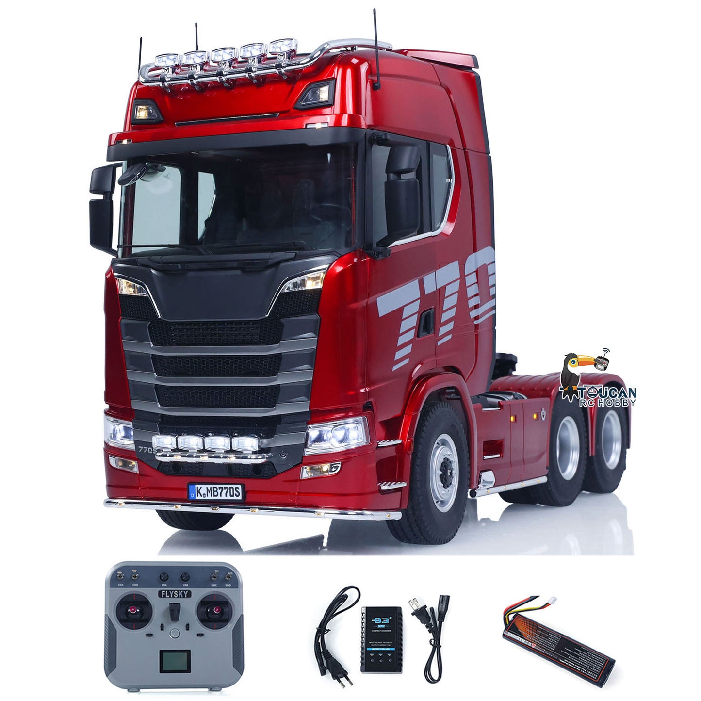 In Stock KABOLITE Metal 1/14 770S 100 RC Tractor Truck 6x6 Remote Control Lorry RTR Car Model 2Speed Gearbox Differential Lock Battery Radio System Light Sound