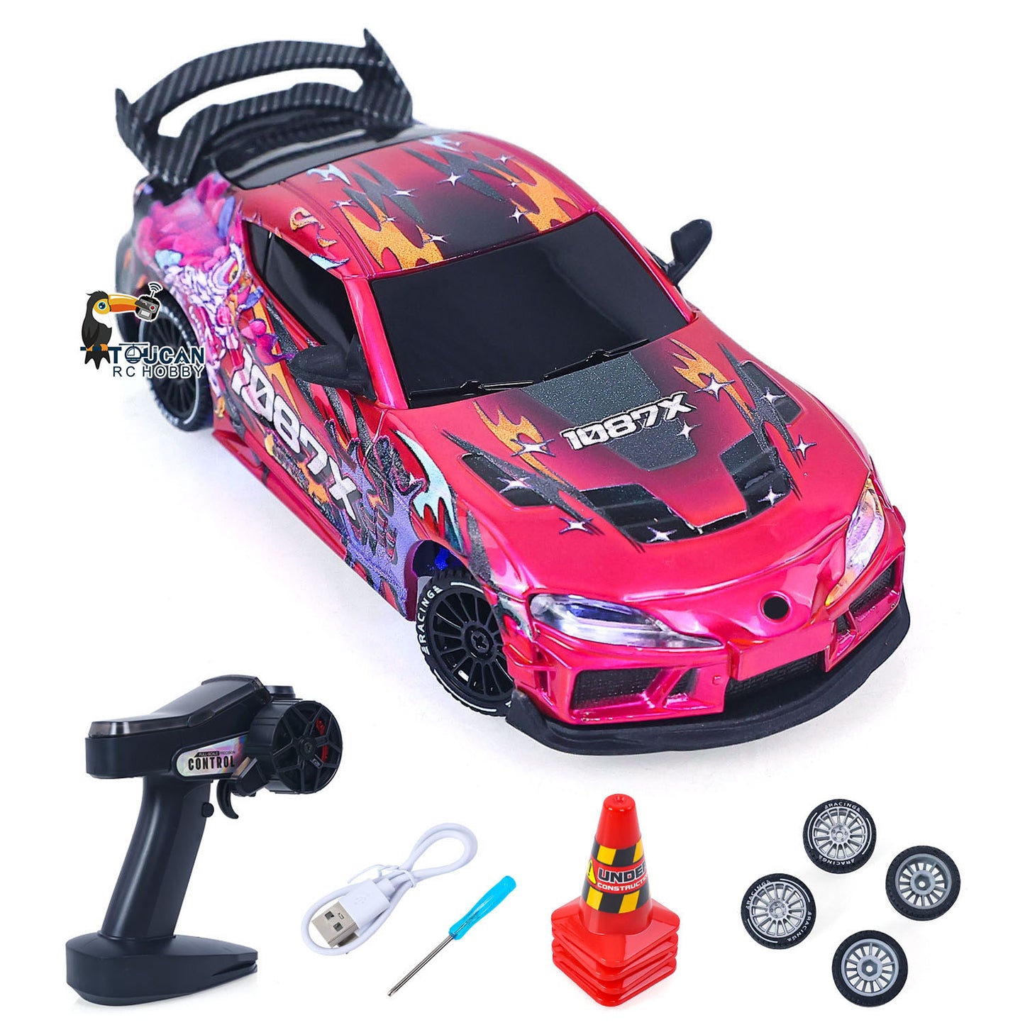 10KM/H JXC SP4301 1/43 Remote Control Drifting Car AWD RC Vehicle Model RTR Light System Motor 9A ESC Servo Battery No Sounds
