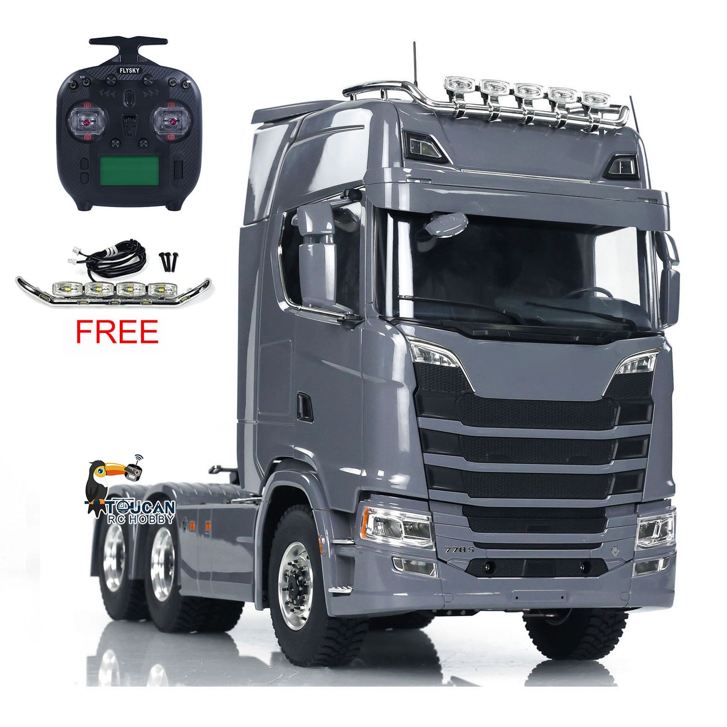 MD 1/14 6x6 Metal RC Tractor Truck 770S Remote Control Car Model 2 Speed Transmission Metal Chassis FlySky ST8  CNC Differential Lock Axles Sound Light Motor Servo ESC