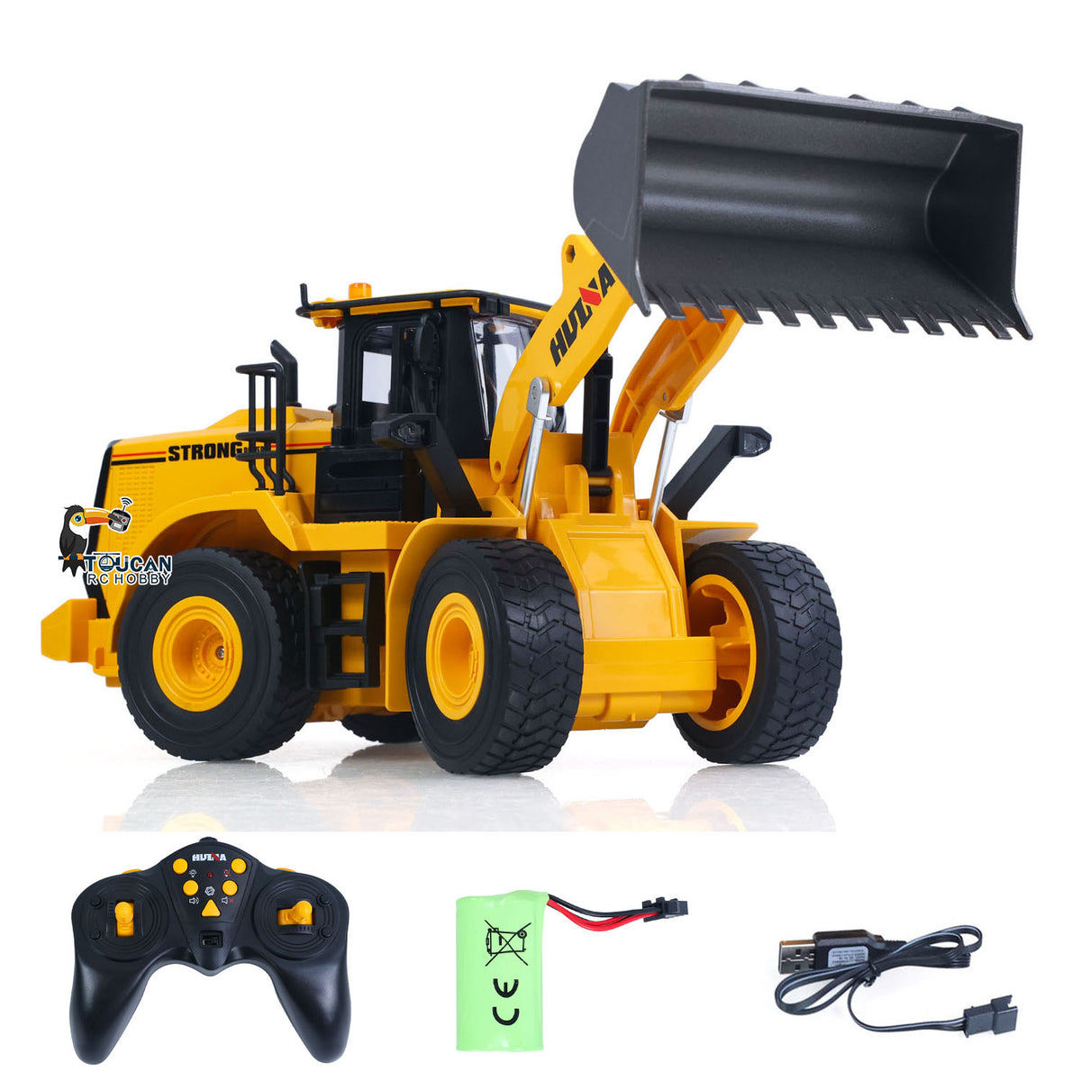 TOUCAN RC HOBBY HUINA 1/16 Half Metal Electric Remote Control Loader 552  Mini RC Engineering Vehicle Model Radio Lights Effect Sounds Effects