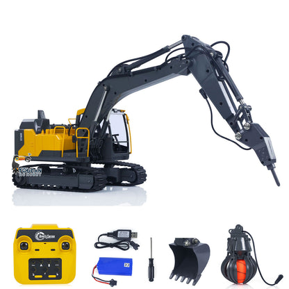 In Stock 1/16 DoubleE E598 003 Electric Lifting RC Excavator Metal 2Arms Remote Control Digger VO Hammer Bucket Claw 360?? Rotating