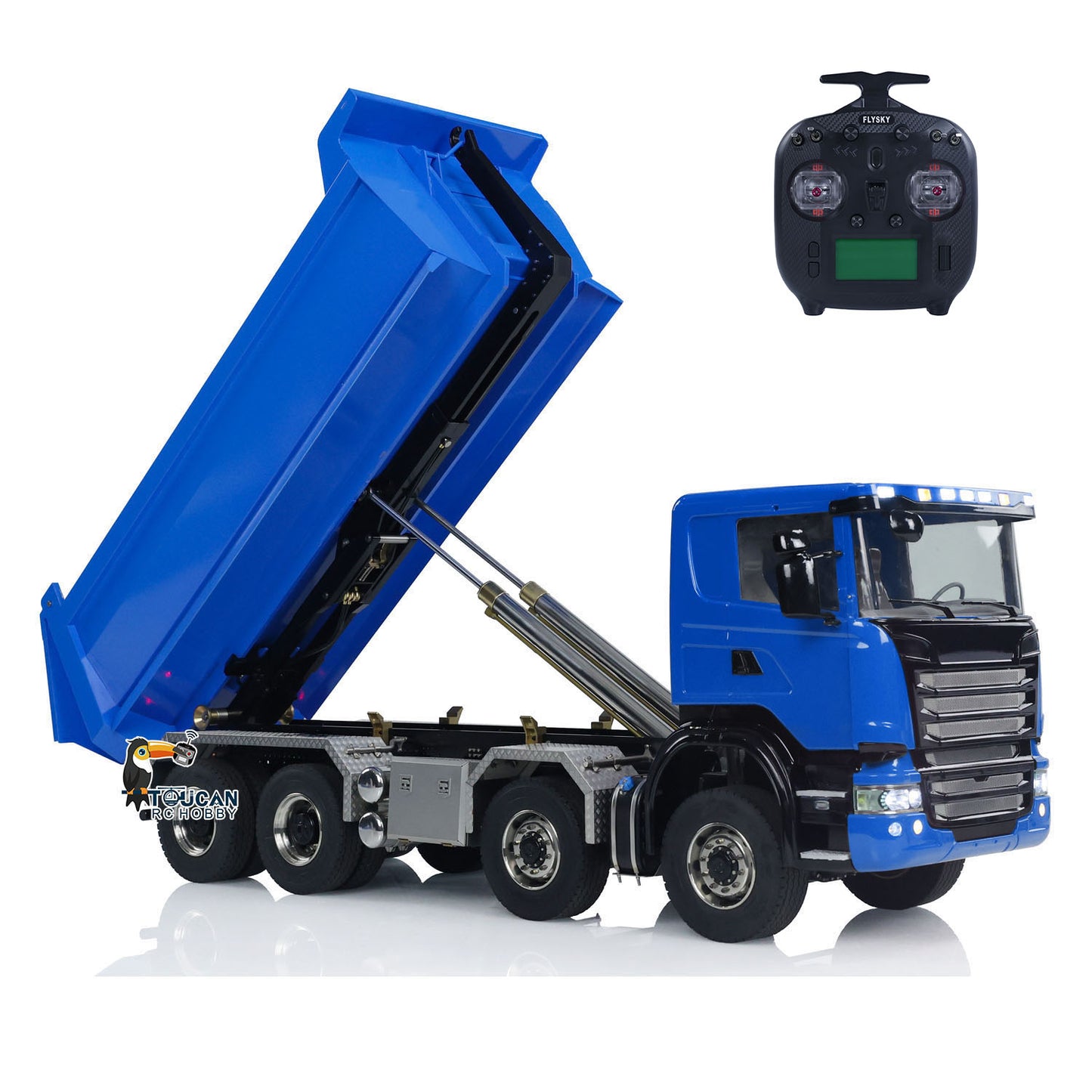 Toucanhobby G88 1/14 Metal 8x8 RC Hydraulic Roll On Off Dump Truck PNP U-Shaped High Bucket 3 Speed Transmission Differential Lock Light Sound ST8 Controller for Construction Collectors