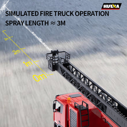 HUINA 1361 1/18 Plastic Aerial Ladder RC Fire-fighting Truck 9CH Remote Controlled Spray Car Model Extinguisher Sound Light