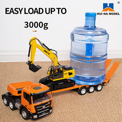 1:18 Huina 2.4G 1319 RC Tractor Truck RTR Remote Controlled Excavator with Flatbed Trailer Assembled and Painted