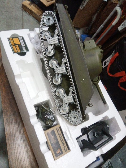 TOUCAN RC HOBBY Second Hand Fast Shipping Henglong 1/16 Customized 7.0 3898 M4A3 Sherman RTR RC Tank Barrel Recoil 360 Degree Turret BB IR Smoke Metal Tracks Gearbox Drive Idler Road Wheels