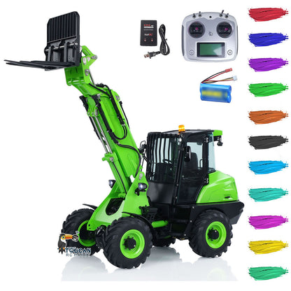 LESU AOUE AT1050 1/14 Metal 4X4 RC Hydraulic Telescopic Arm Loader FlySky I6S Radio Controller Fork Bucket Sound Light System
