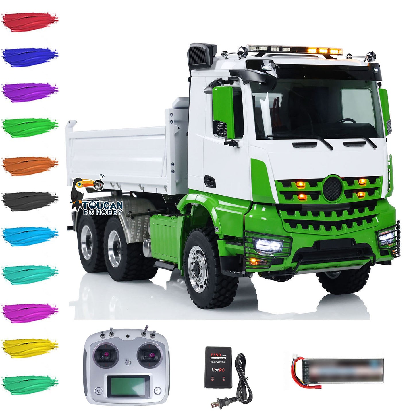 LESU K3363 Cabin 1/14 Metal 6x6 RC Hydraulic Dump Truck 3 Speed Transmission FlySky I6S Radio Controller Differential Lock for Model Enthusiast