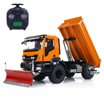 4*4 1/14 Metal RC Hydraulic Dumper Trucks Snow Shovel Remote Control Tipper Cars Special Version FlySky ST8 Sound Light LED