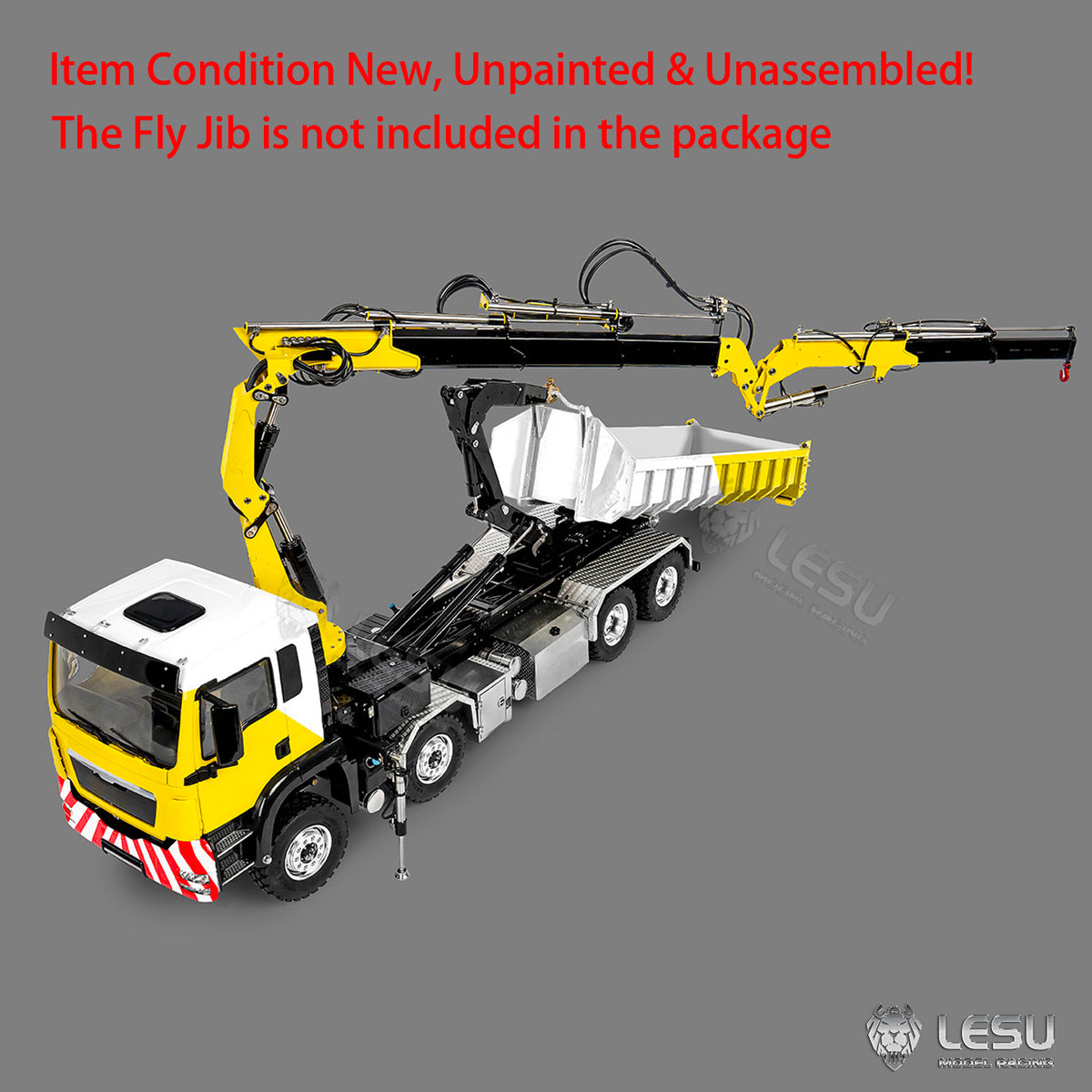 TOUCAN RC HOBBY LESU Z0125 1/14 8x8 RC Hydraulic Crane Roll Off Dumper Truck with TGS Cabin Folding Hook Lift 3 Speed Gearbox Differential Lock Metal Chassis