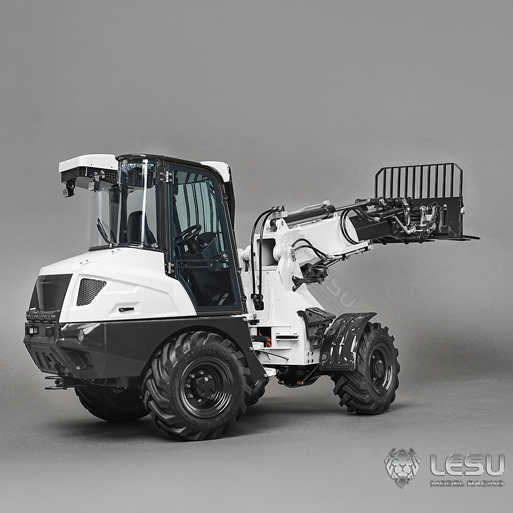 LESU AOUE AT1050 1/14 Metal 4X4 RC Hydraulic Telescopic Arm Loader Sound Light System Fork Bucket for Construction Vehicle Enthusiast