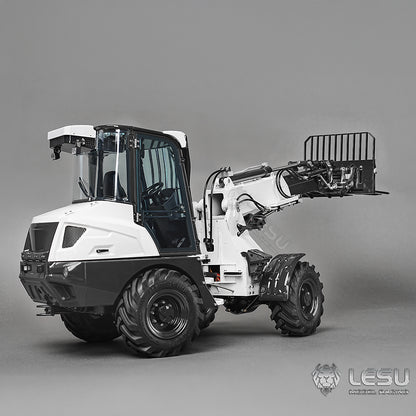 LESU AOUE AT1050 1/14 Metal 4X4 RC Hydraulic Telescopic Arm Loader Sound Light System Fork Bucket for Construction Vehicle Enthusiast