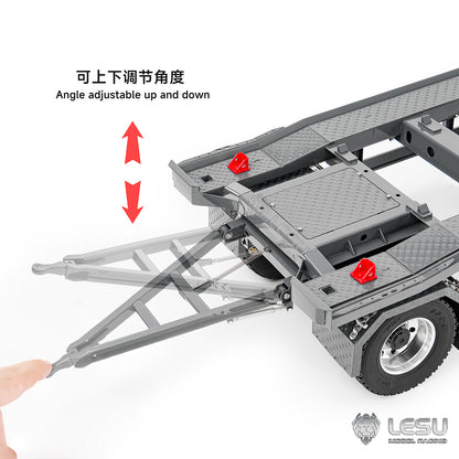 Finished 1/14 Metal RC Trailer A0065 Model Front Wheel Steerable for LESU Radio Controllrf Hydraulic Roll on off Dumper Tipper