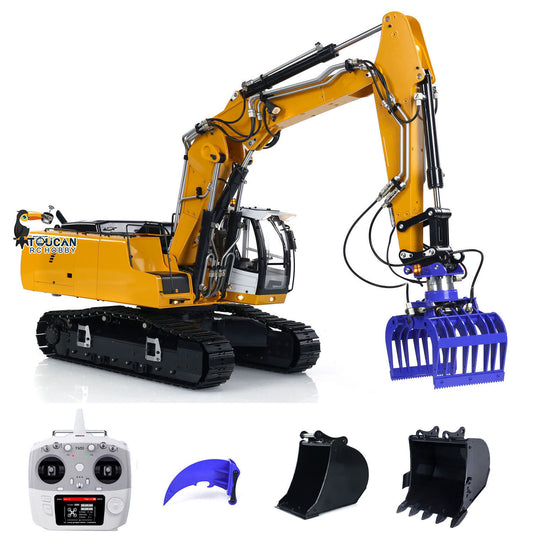 TOUCAN RC HOBBY MTModel 946-3 1/14 Hydraulik-Bagger aus Metall, RC-Greifer, Reißzahn, 6-Wege-Ventil, manueller Schnellwechsler, LCD-Bildschirm für Bagger-Sammler