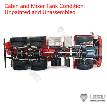 LESU 6x6 Metal 1/14 RC Mixer Truck for Remote Controlled Unpainted Agitating Lorry Concrete Car Model Motor Servo Sound Lights