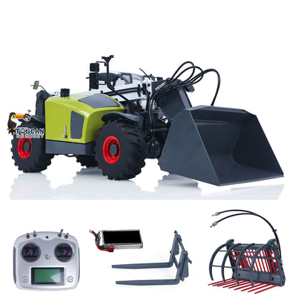 JDM-128 1/14 Metal RC Forklift Multifunctional Telescopic Hydraulic Construction Vehicles 4-Way Vavles Differential Lock 2Axles Steering
