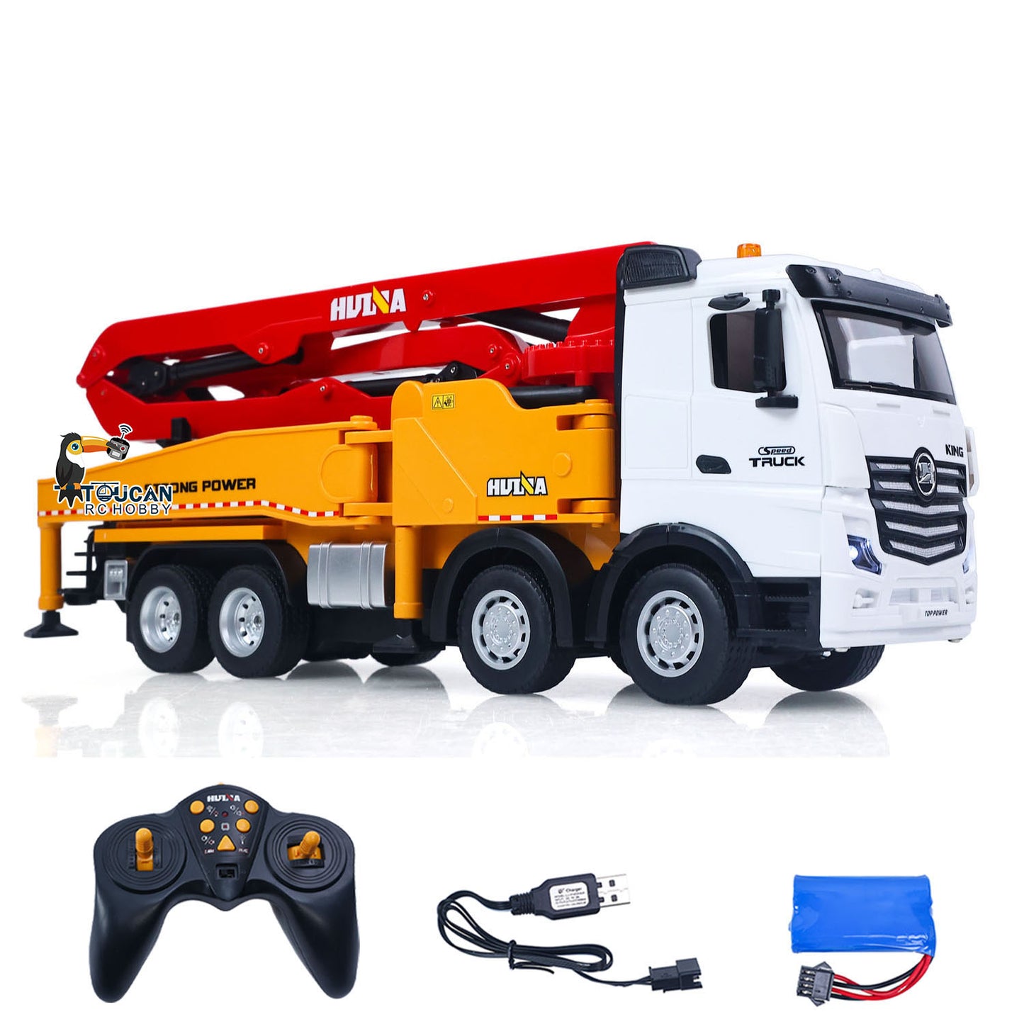 US Stock HUINA 1/18 Remote Control Concrete Pump Truck 1381 Engineering Vehicle Finished Model RTR Manual Support Leg Light Sound Effects