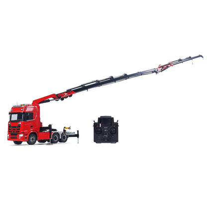 1/14 RC Truck Remote Control Tractor Truck 7-way Valves Hydraulic Crane 6x6 RC Lorry Car 3Speed Gearbox Axle Locks Light Sound System