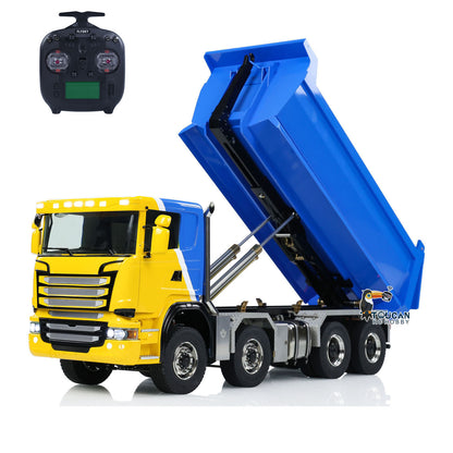 Toucanhobby G88 1/14 Metal 8x8 RC Hydraulic Roll On Off Dump Truck PNP U-Shaped High Bucket 3 Speed Transmission Differential Lock Light Sound ST8 Controller for Construction Collectors