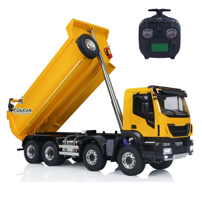 1/14 8x8 Metal Hydraulic RC Dump Truck Remote Control Tipper Car Sound Lights Assembled Painted Model ESC Motor Servo