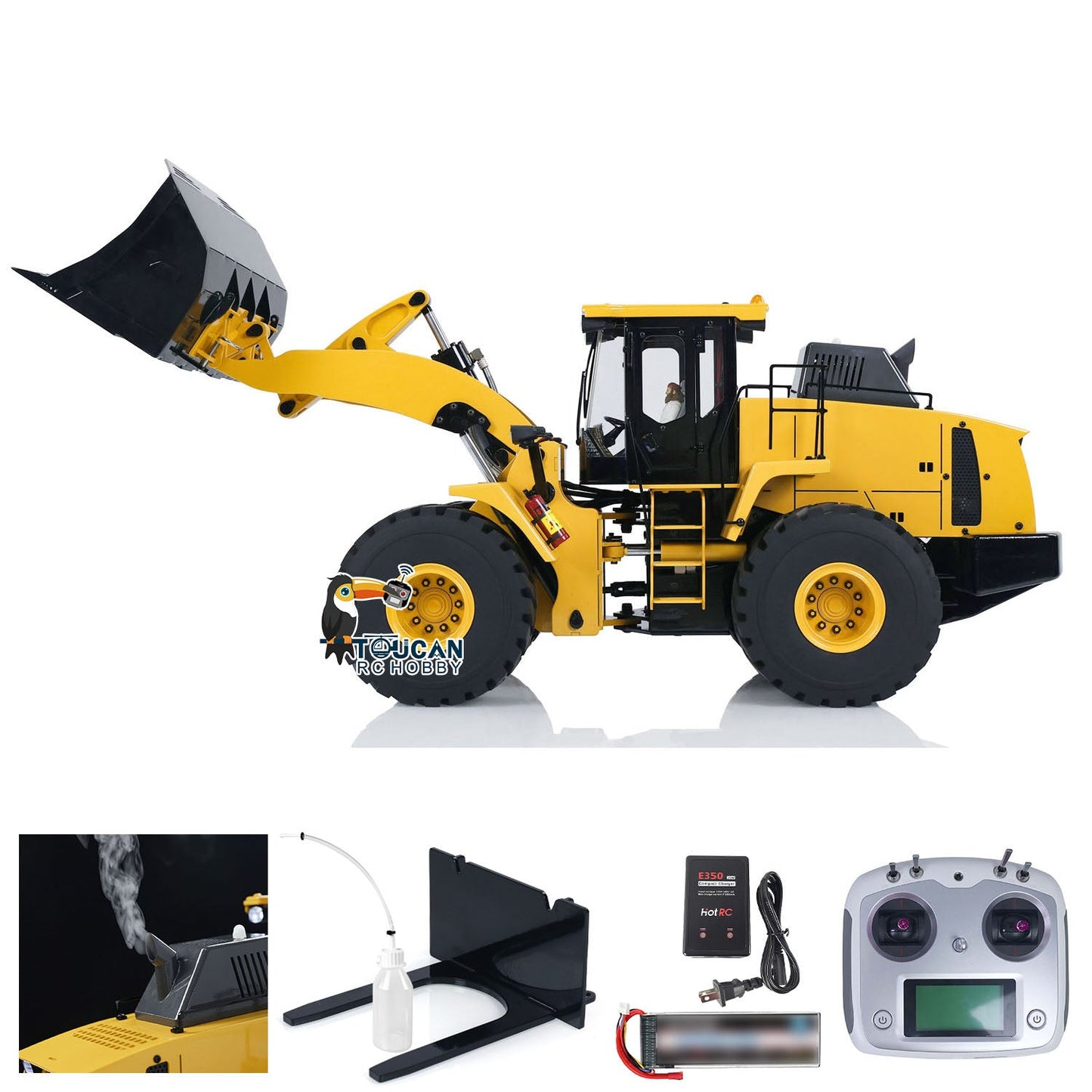 1/14 Scale Metal 470 Hydraulic RC Heavy-duty Loader Radio Control Construction Vehicle Smoke Sound Light Painted Assembled Wheel Loader Model