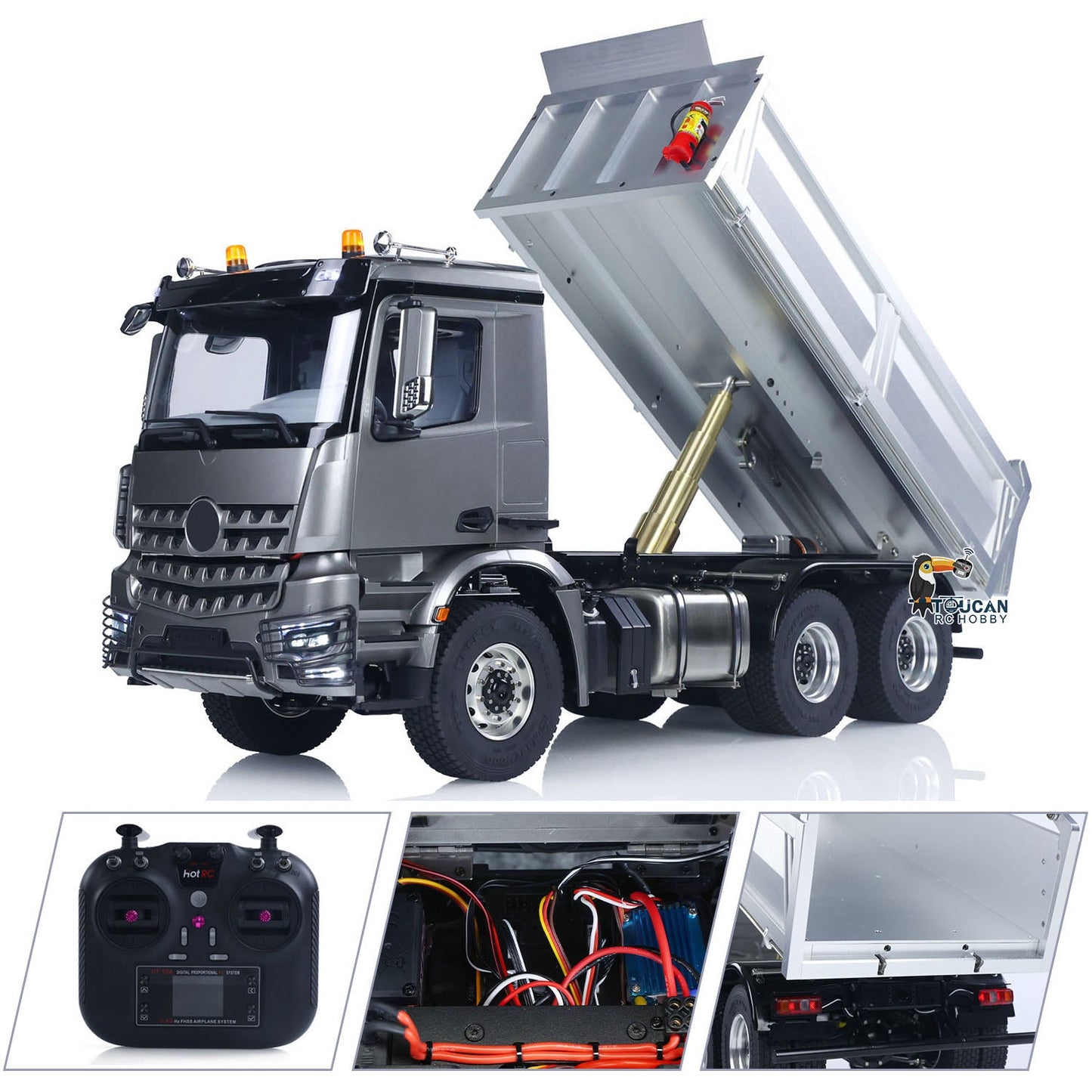MD 1/14 6*6 Metal RC Hydraulic Dumper Truck 3348 2025Type 6WD Radio Controlled Tipper Lorry Car Model Metal Chassis 2Speed Gearbox Light Sound ESC Motor