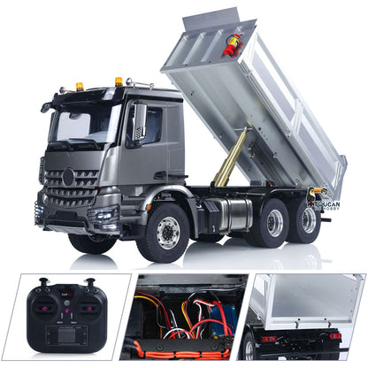 MD 1/14 6*6 Metal RC Hydraulic Dumper Truck 3348 2025Type 6WD Radio Controlled Tipper Lorry Car Model Metal Chassis 2Speed Gearbox Light Sound ESC Motor