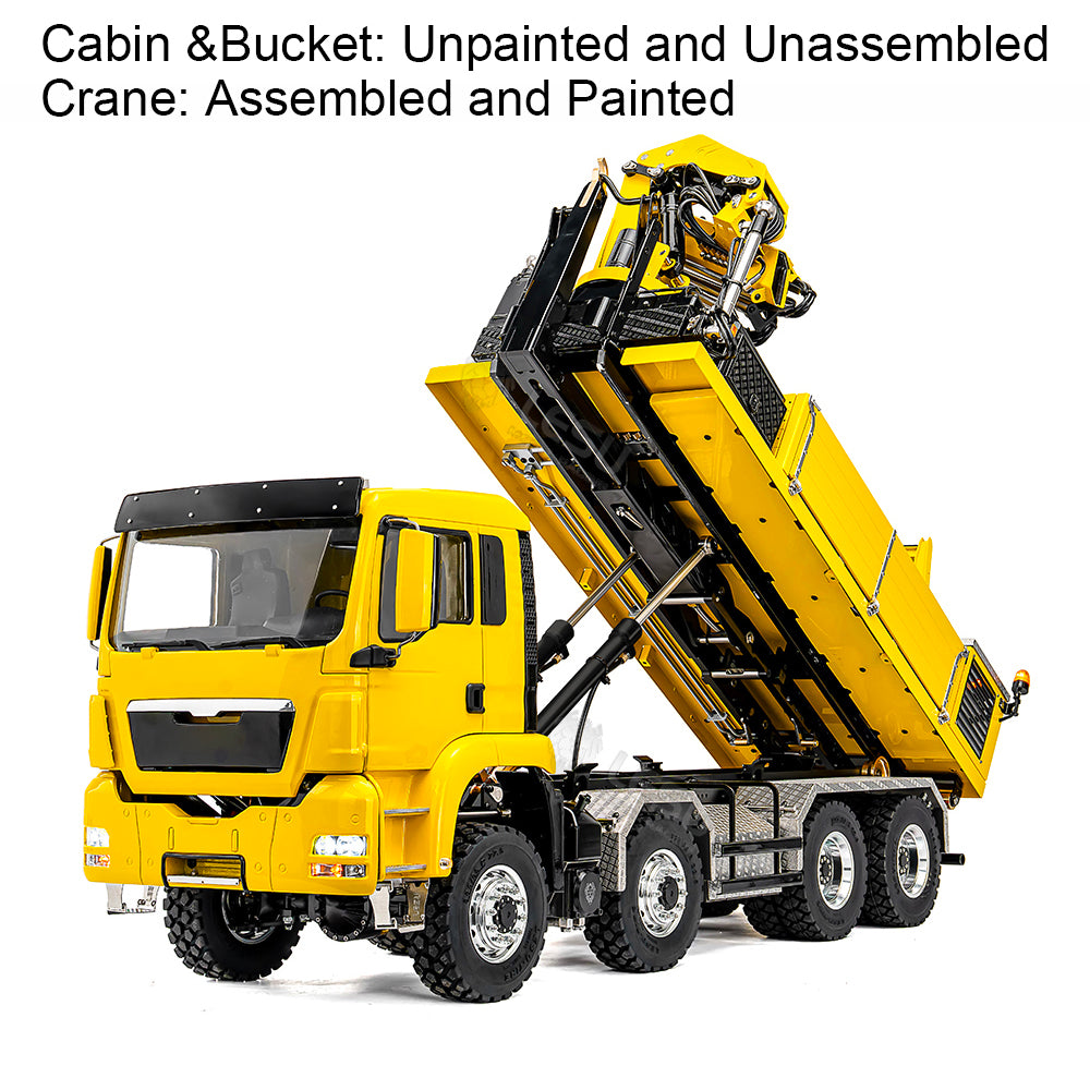 LESU 1/14 RC Hydraulic Roll on off Dumper Truck Crane Unassembled Plastic TGS Cabin Metal 8x8 Chassis Electric Tipper Axles Lock