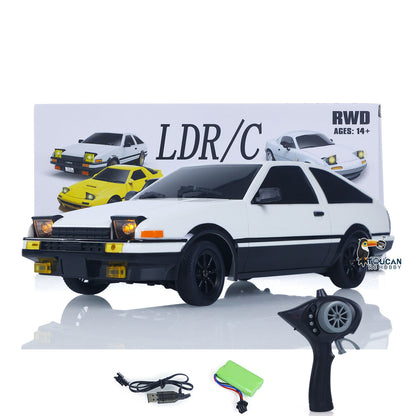 US Stock 1/18 LDRC 2.4G Remote Control Drift Car AE86 Model RWD Race Vehicles Hight Speed 10KM/H Flip Light Battery USB Charge Mini Gifts