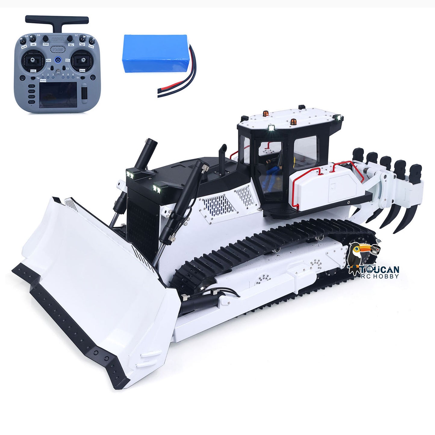 Metal 1/12 Remote Control Hydraulic Bulldozer D155AX RC Heavy Dozer Model 7 Way Valve 3.0L Oil Pump 5 Plows Light Sound System