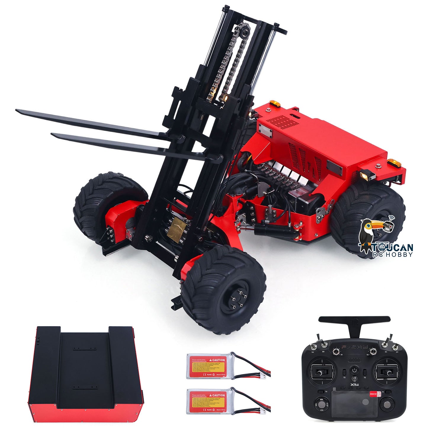 Super Frog Metal 1/14 Remote Control Hydraulic Truck Mounted Forklift BM214 5 Way Valves Light System Sound Frsky X14 Radio