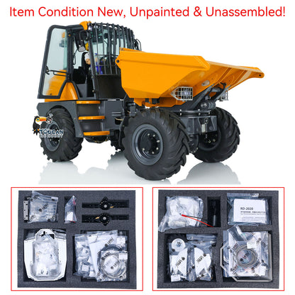 LESU AOUE 6MDX 1/14 Metal 4X4 Hydraulic Articulated RC Dumper Truck Differential Lock Axles Brushless ESC Sound Light System