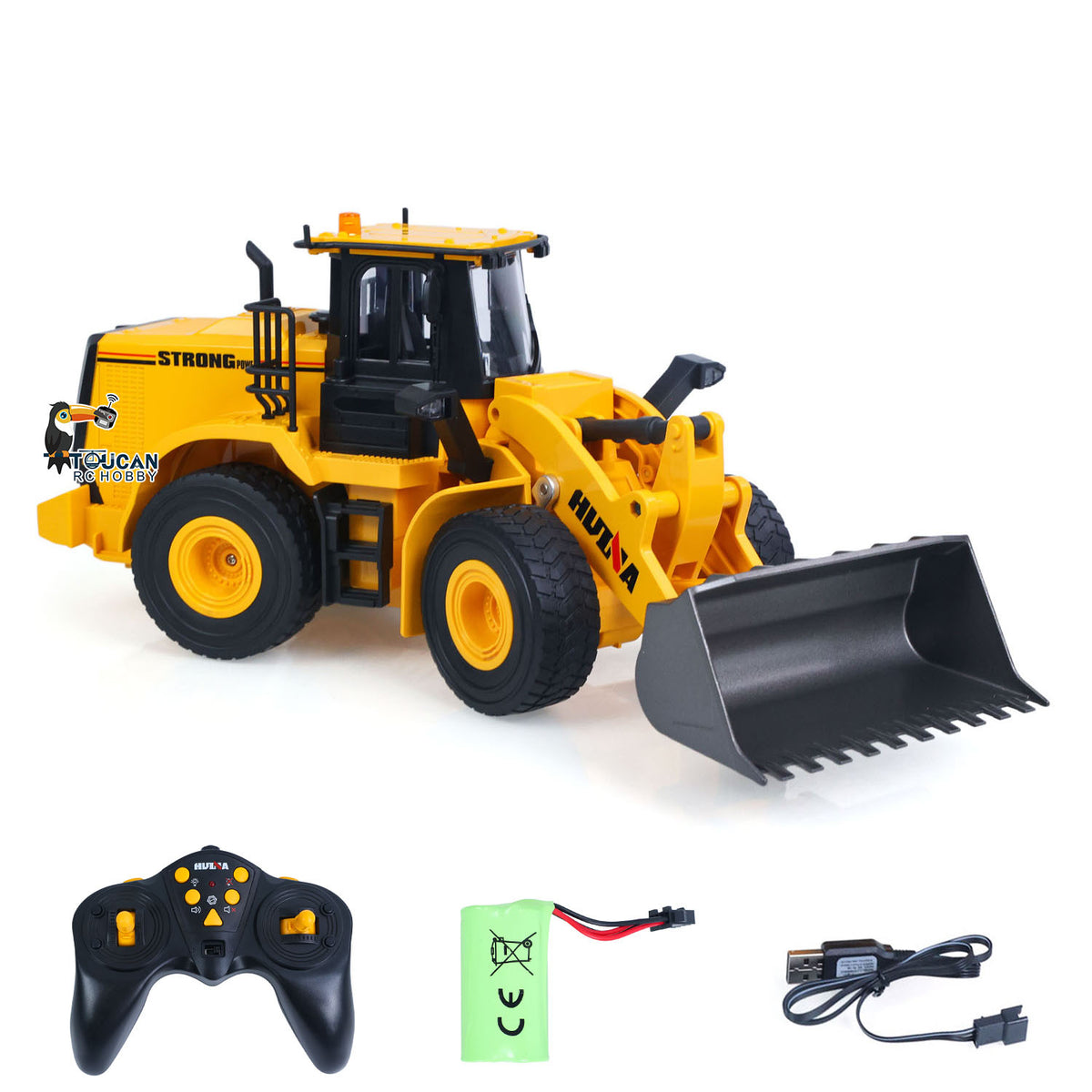 TOUCAN RC HOBBY HUINA 1/16 Half Metal Electric Remote Control Loader 552  Mini RC Engineering Vehicle Model Radio Lights Effect Sounds Effects